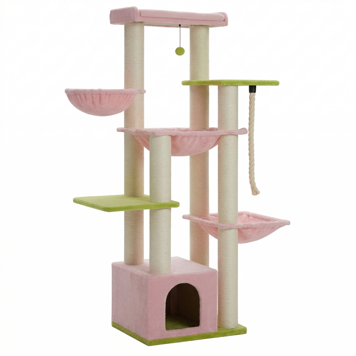 Arbre à Chat Multi-Niveaux avec Maison & Hamacs