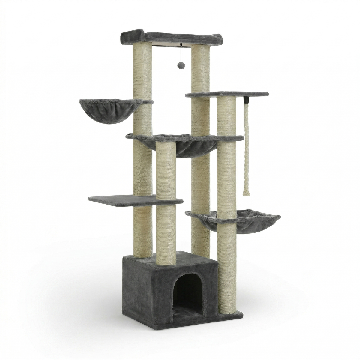 Arbre à Chat Multi-Niveaux avec Maison & Hamacs