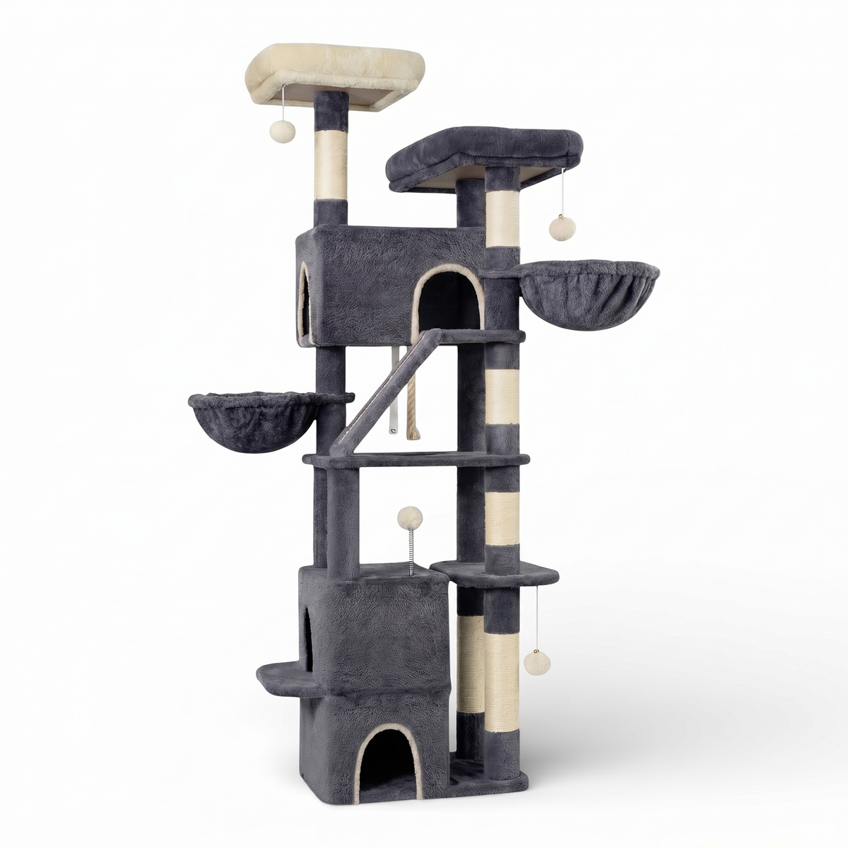 Arbre à Chat avec Double Maison, Corbeilles & Rampe