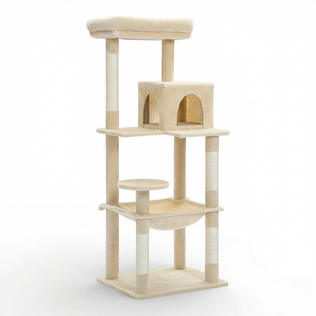 Arbre à Chat avec Maison, Hamac Large & Griffoirs Sisal