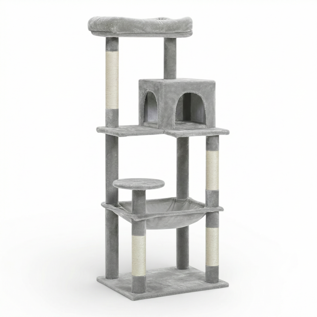 Arbre à Chat avec Maison, Hamac Large & Griffoirs Sisal