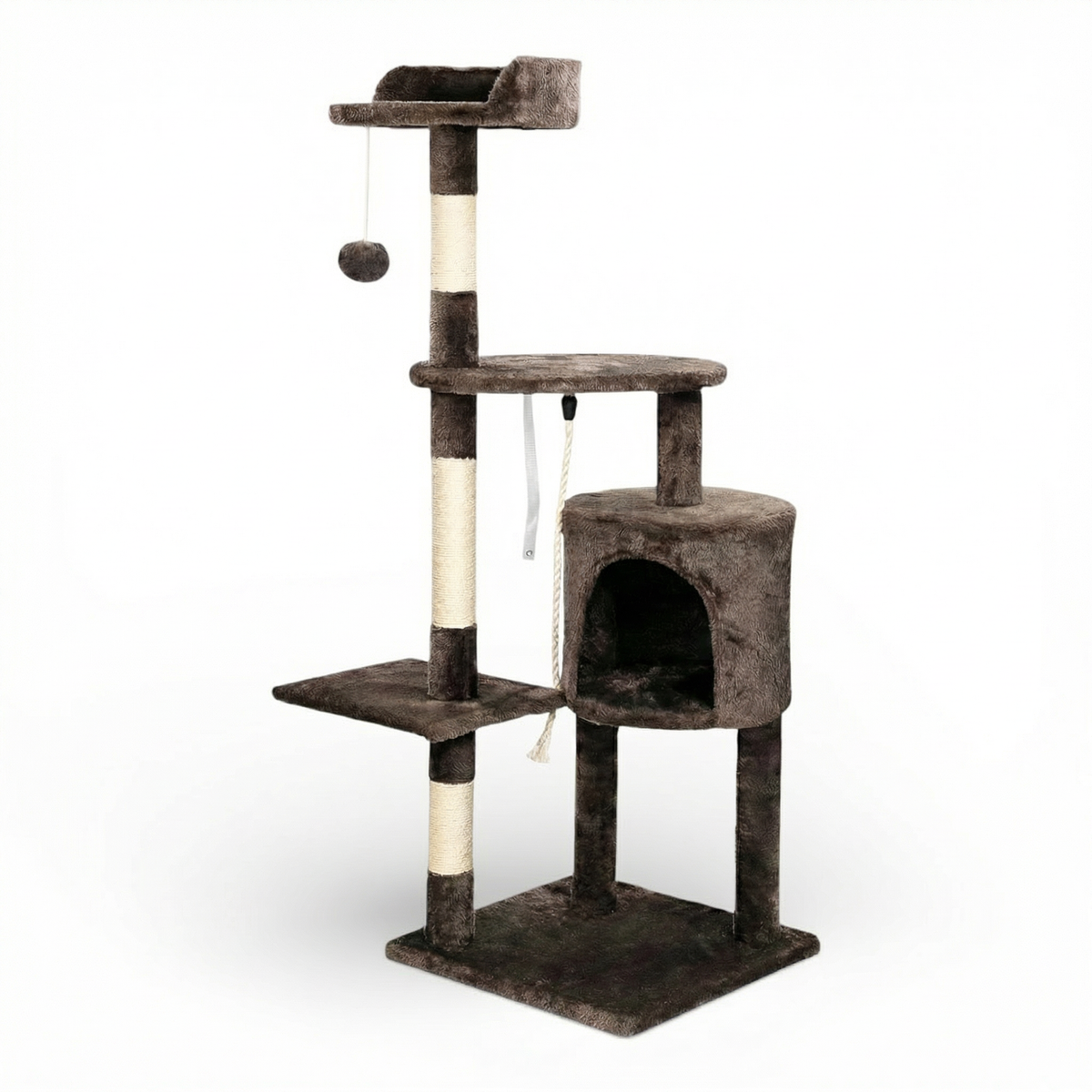 Arbre à Chat avec Maison Ronde, Plateformes & Griffoir Sisal