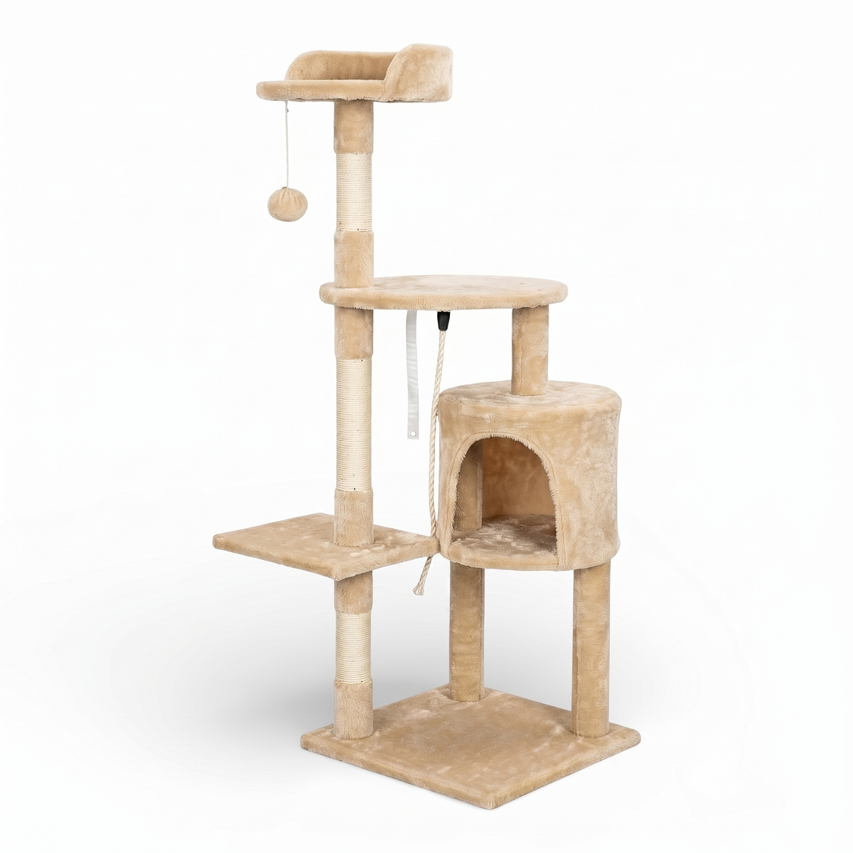 Arbre à Chat avec Maison Ronde, Plateformes & Griffoir Sisal