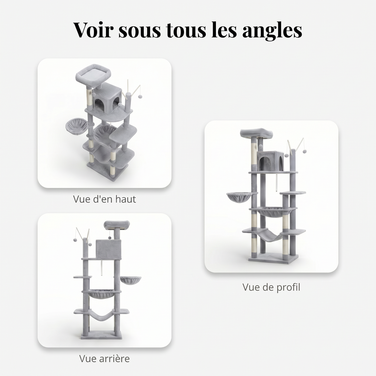 Arbre à Chat Grand avec Maison Double, Hamacs & Jouets