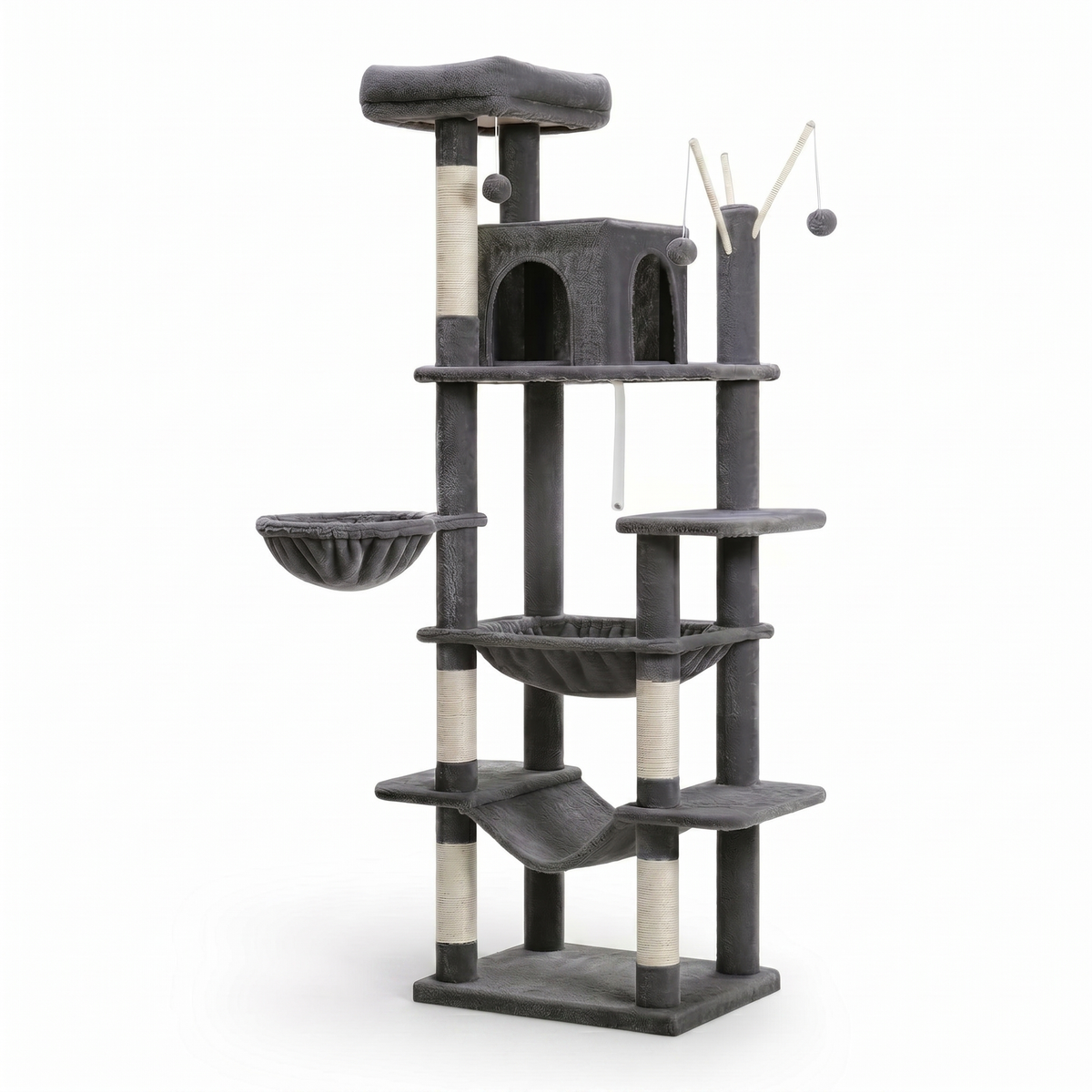 Arbre à Chat Grand avec Maison Double, Hamacs & Jouets