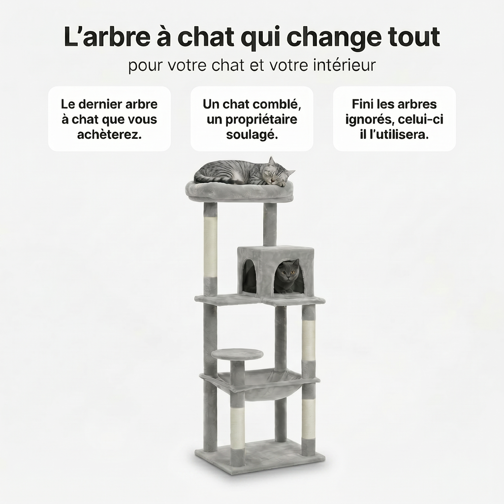 Arbre à Chat avec Maison, Hamac Large & Griffoirs Sisal