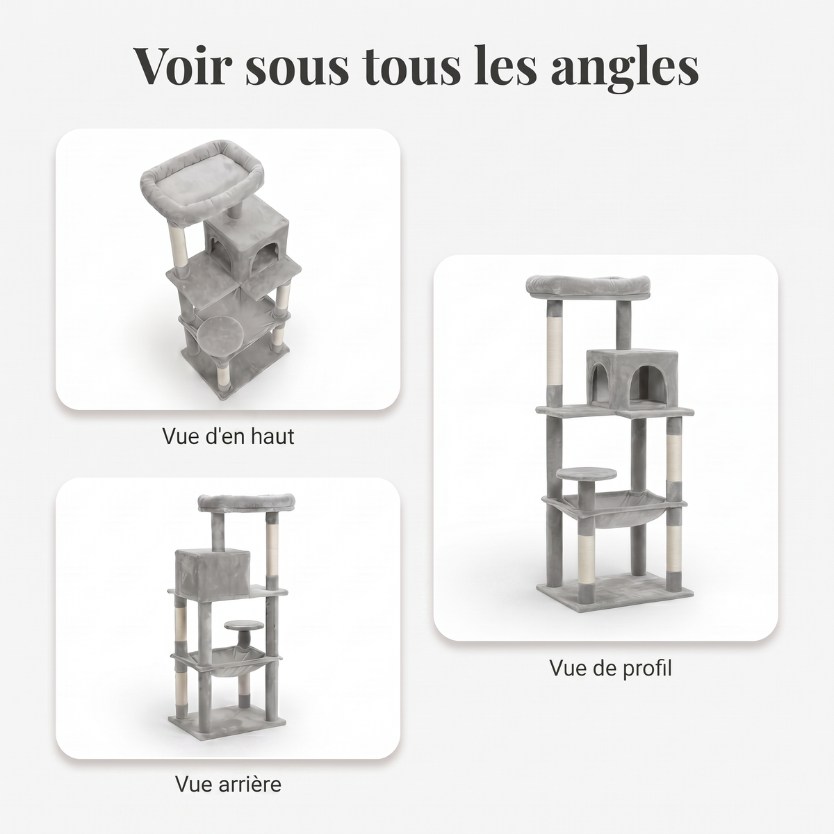 Arbre à Chat avec Maison, Hamac Large & Griffoirs Sisal