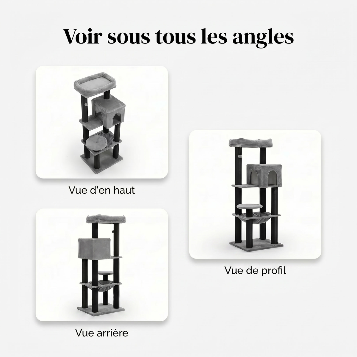 Arbre à Chat Design avec Maison Double Arche & Hamac