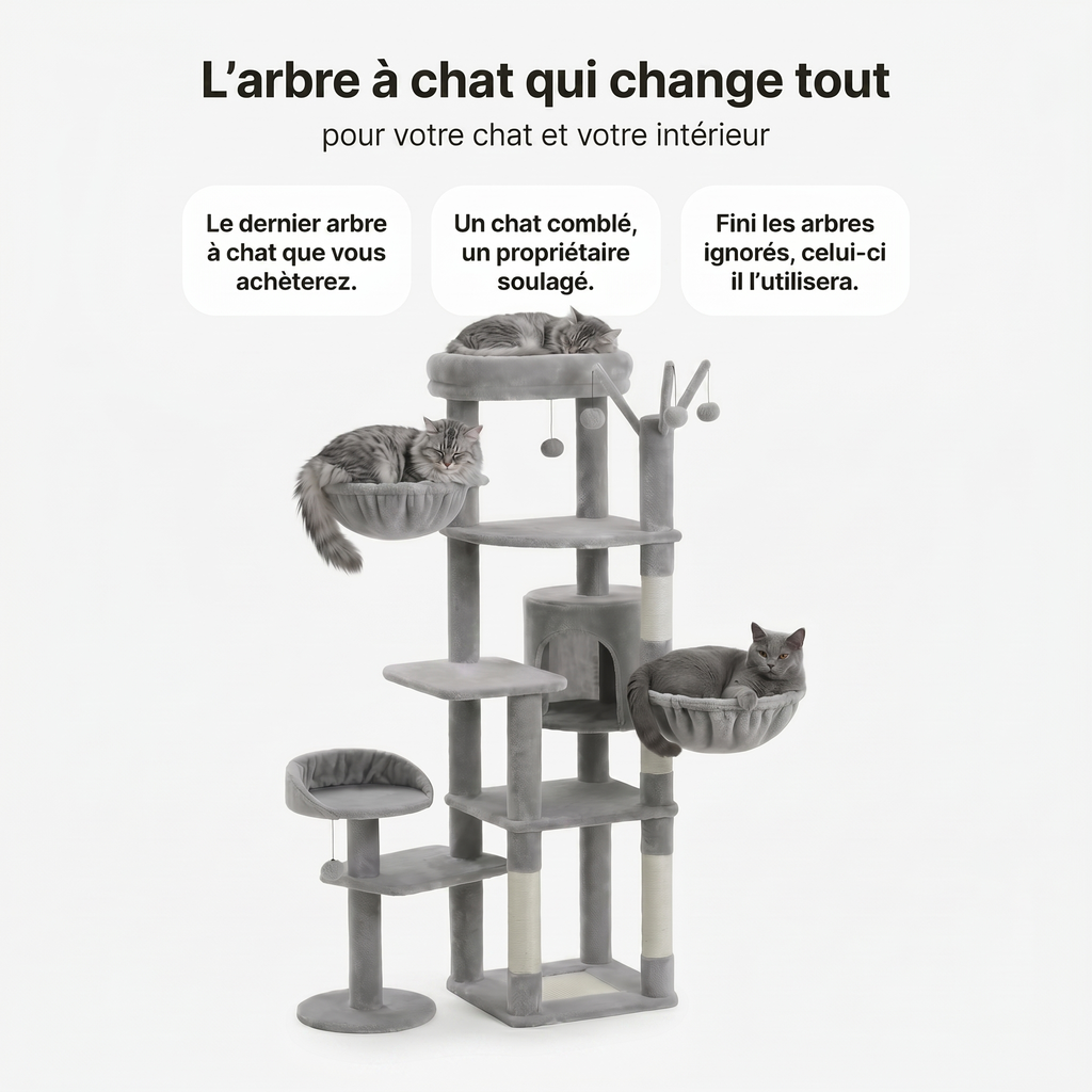 Arbre à Chat Modulaire avec Maison, Nids & Arbre à Jouets