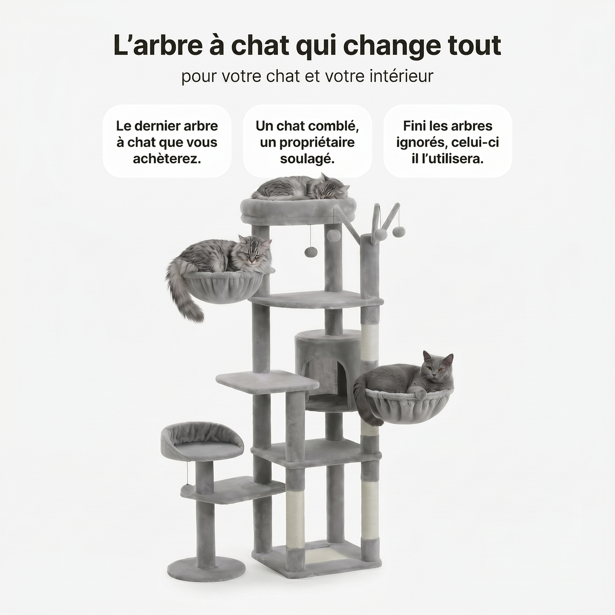 Arbre à Chat Modulaire avec Maison, Nids & Arbre à Jouets