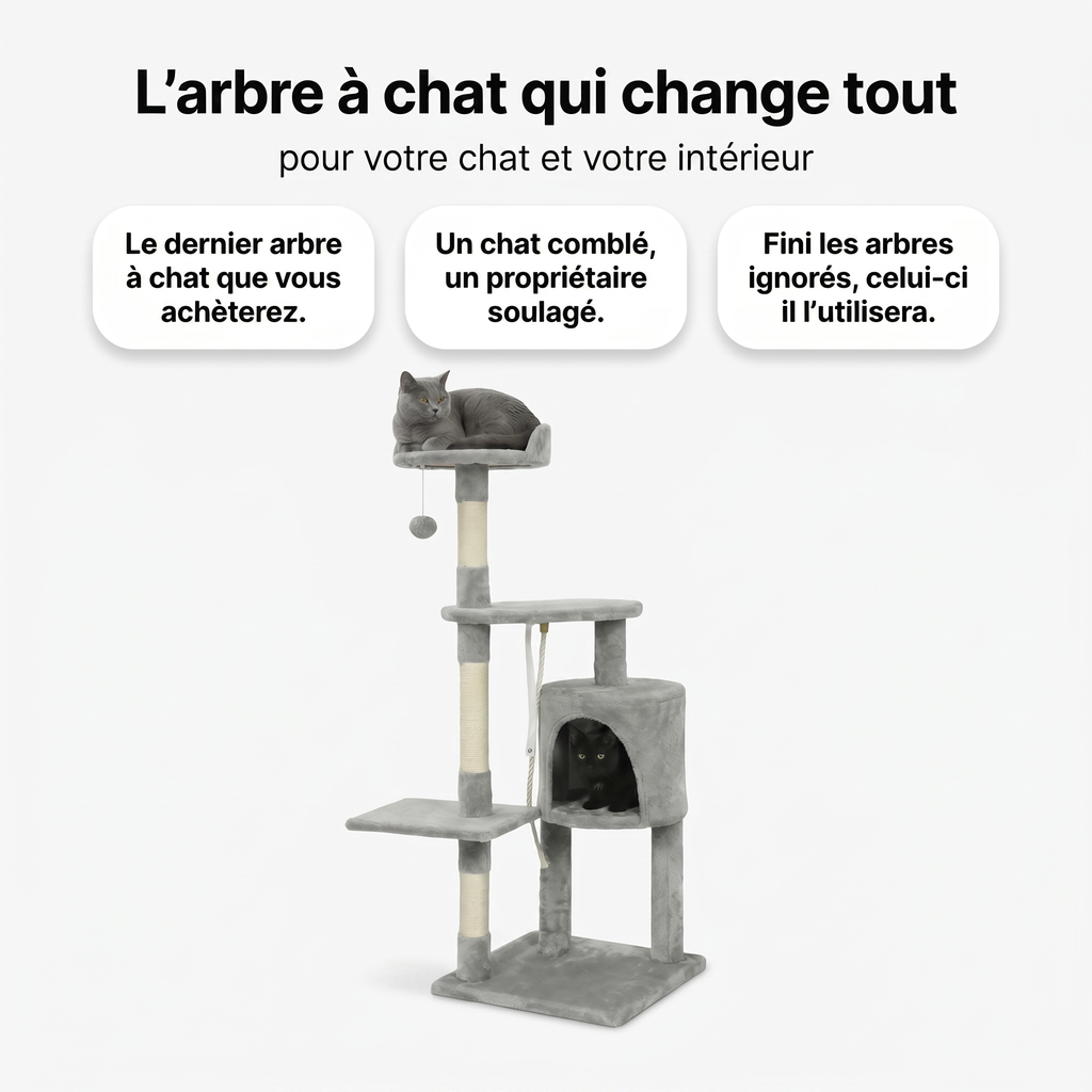 Arbre à Chat avec Maison Ronde, Plateformes & Griffoir Sisal