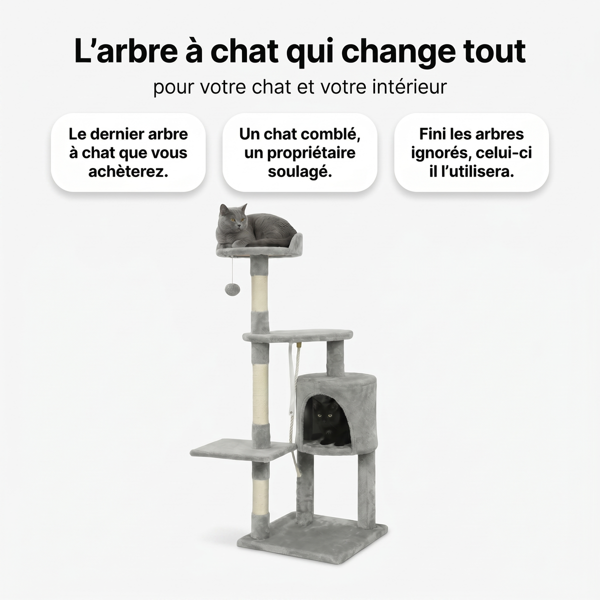 Arbre à Chat avec Maison Ronde, Plateformes & Griffoir Sisal