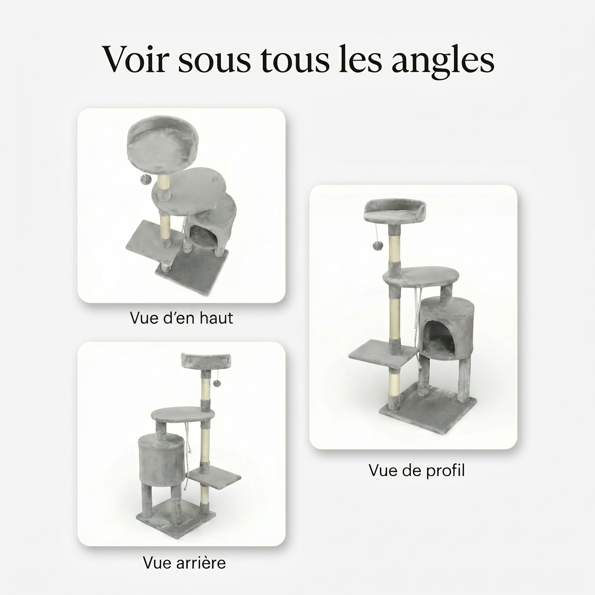 Arbre à Chat avec Maison Ronde, Plateformes & Griffoir Sisal