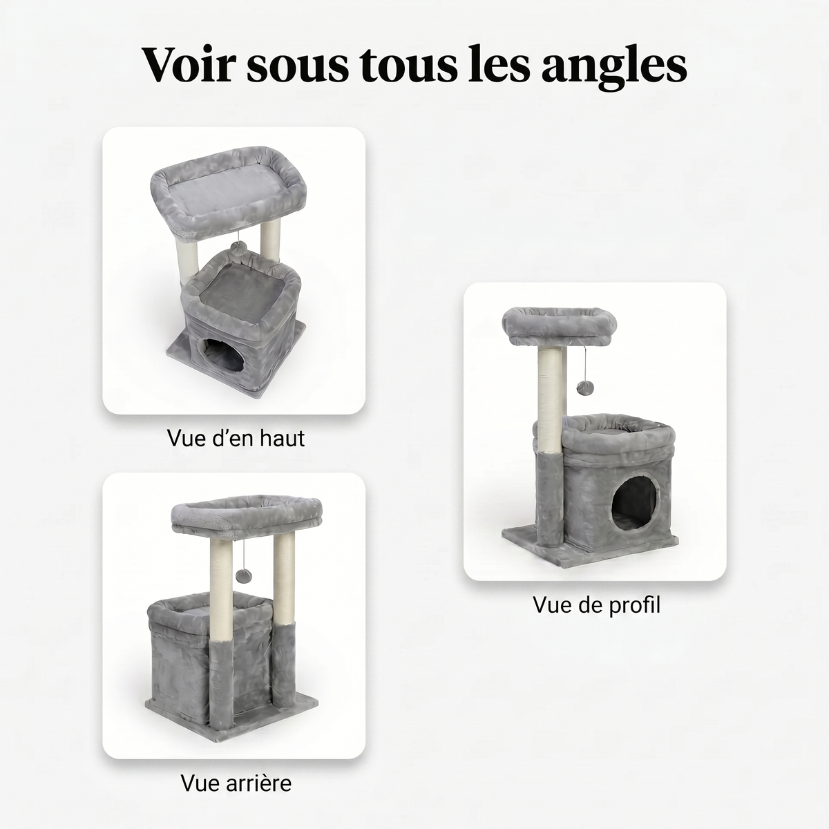 Arbre à Chat Minimaliste avec Maison & Perchoir Douillet
