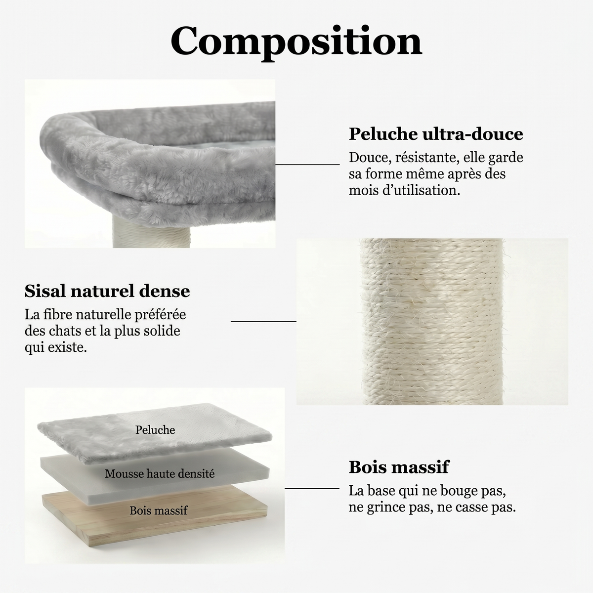Arbre à Chat Minimaliste avec Maison & Perchoir Douillet