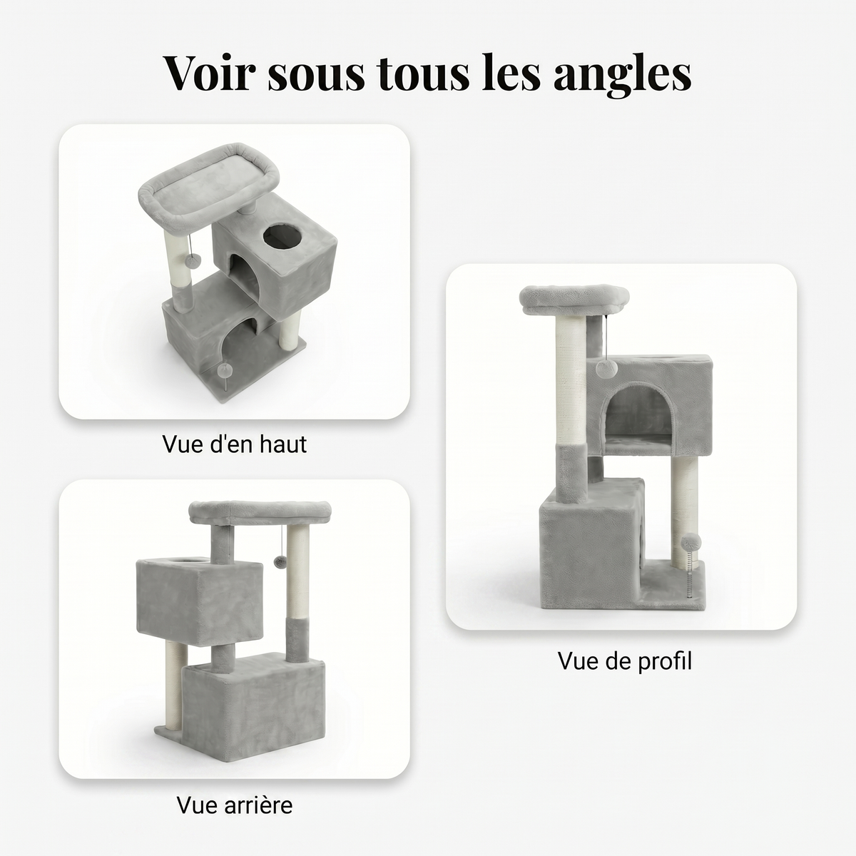 Arbre à Chat Compact avec Double Maison & Griffoirs Sisal