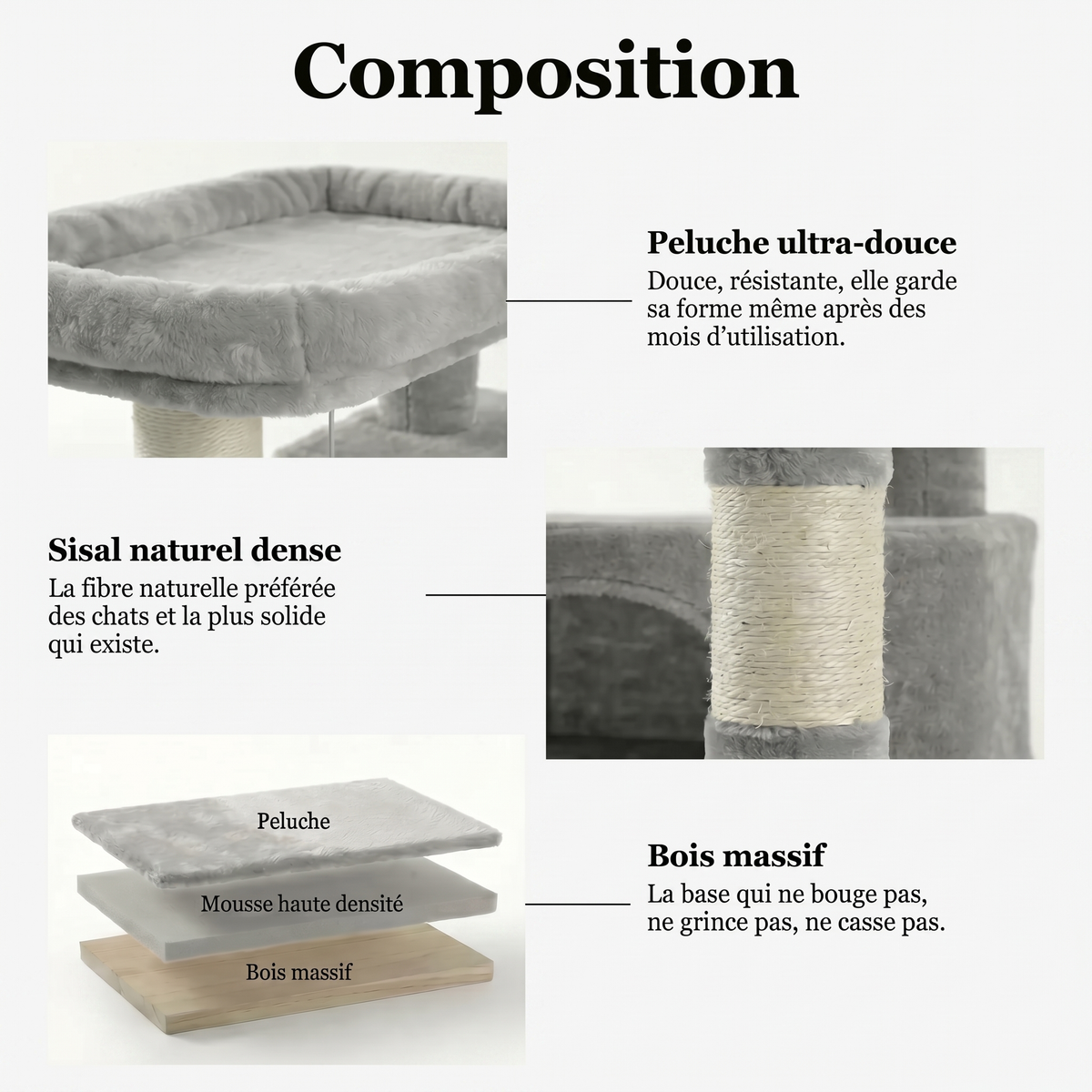 Arbre à Chat Compact avec Double Maison & Griffoirs Sisal