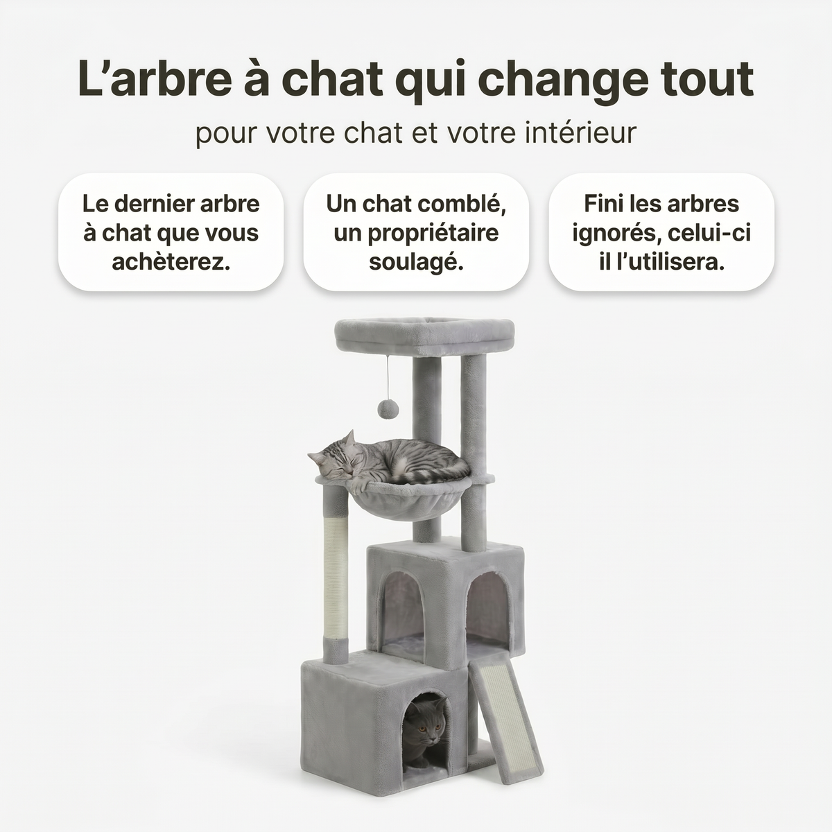 Arbre à Chat avec Double Maison, Nid & Planche à Griffer