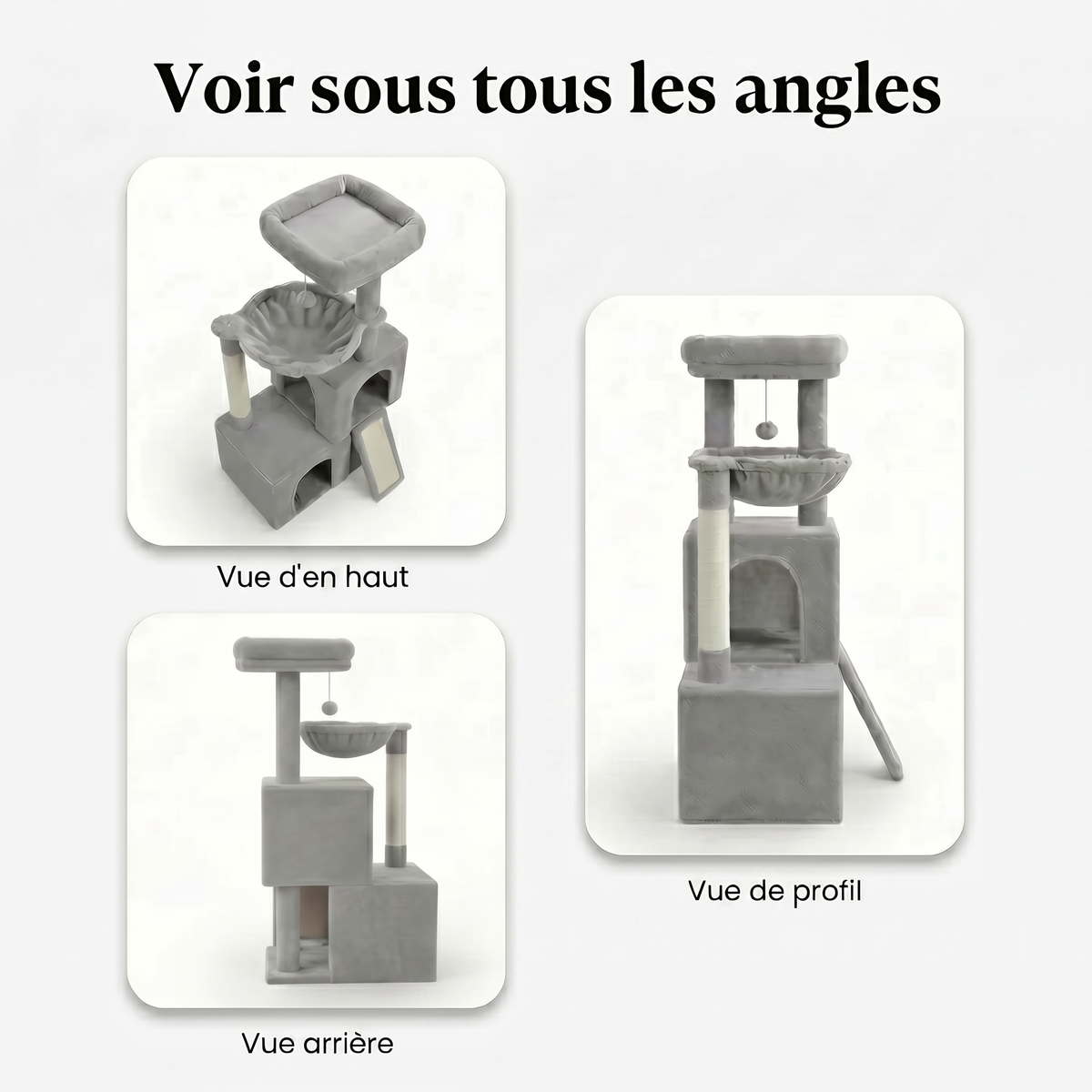 Arbre à Chat avec Double Maison, Nid & Planche à Griffer