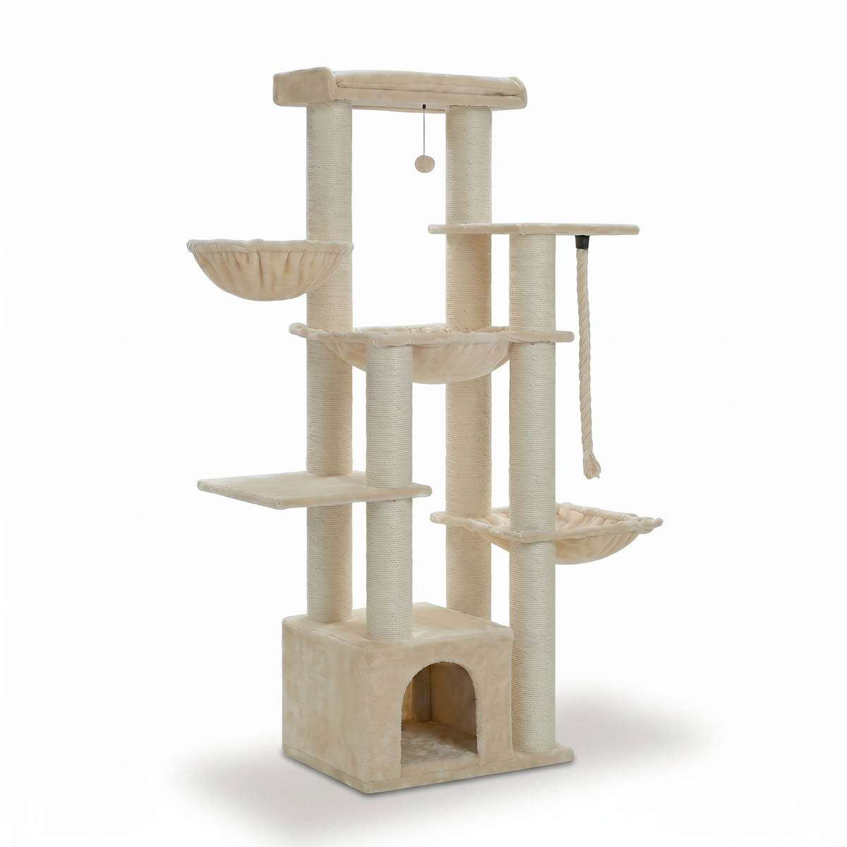 Arbre à Chat Multi-Niveaux avec Maison & Hamacs