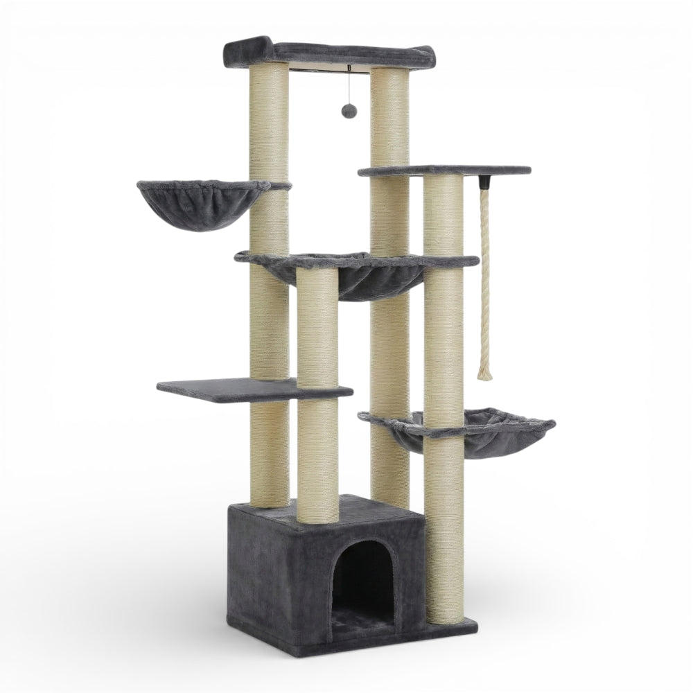 Grand arbre à chat avec niche et double hamac (1)