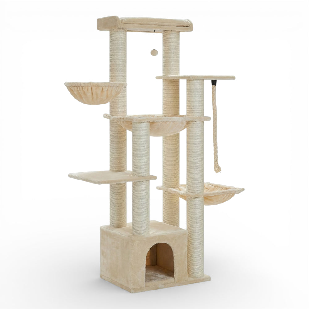 Grand arbre à chat avec niche et double hamac (1)