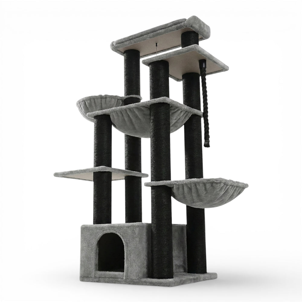 Grand arbre à chat avec niche et double hamac (1)