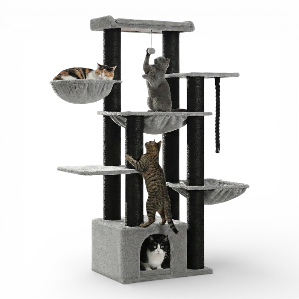 Grand arbre à chat avec niche et double hamac (1)