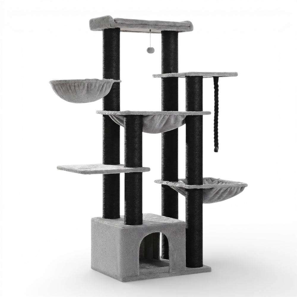 Grand arbre à chat avec niche et double hamac (1)