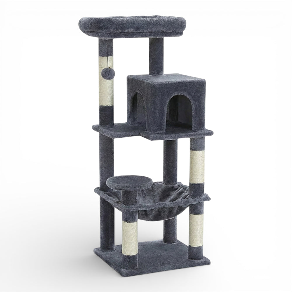 Arbre à chat avec niche et grand hamac (5)