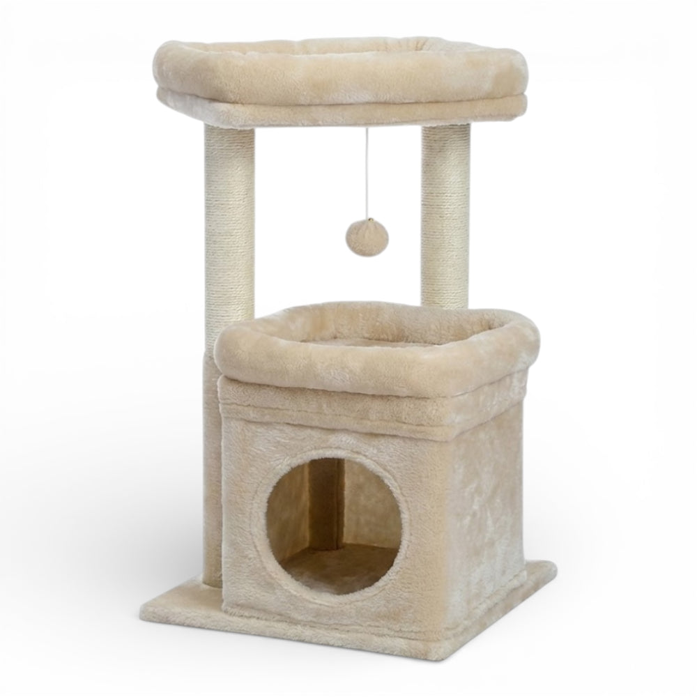 Arbre à Chat Minimaliste avec Maison & Perchoir Douillet