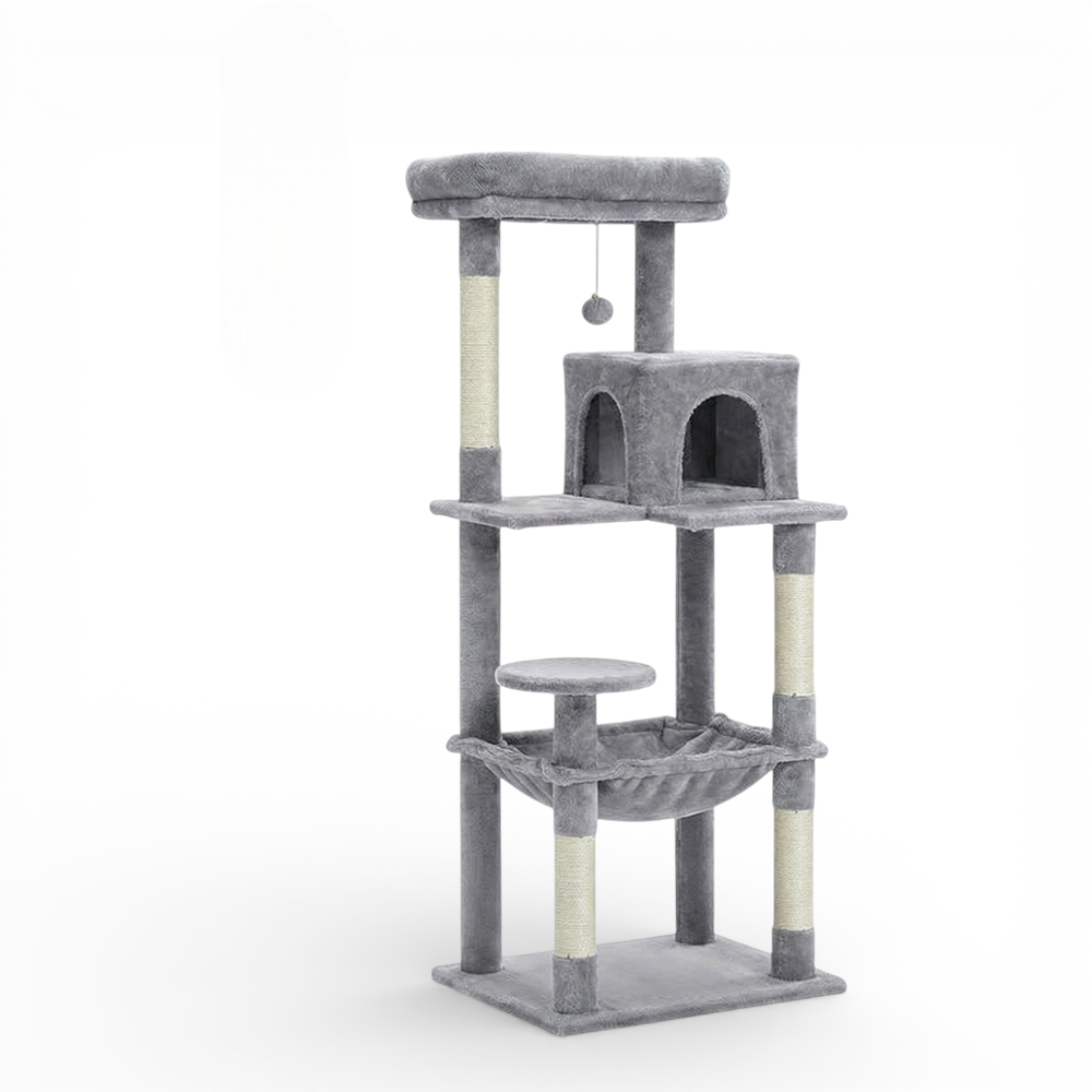 Arbre à chat avec double niche et hamac (1)