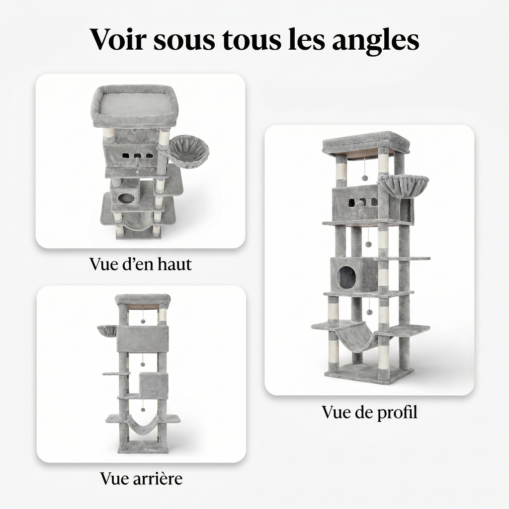 Arbre à Chat Hauteur avec Double Maison, Nids & Hamac
