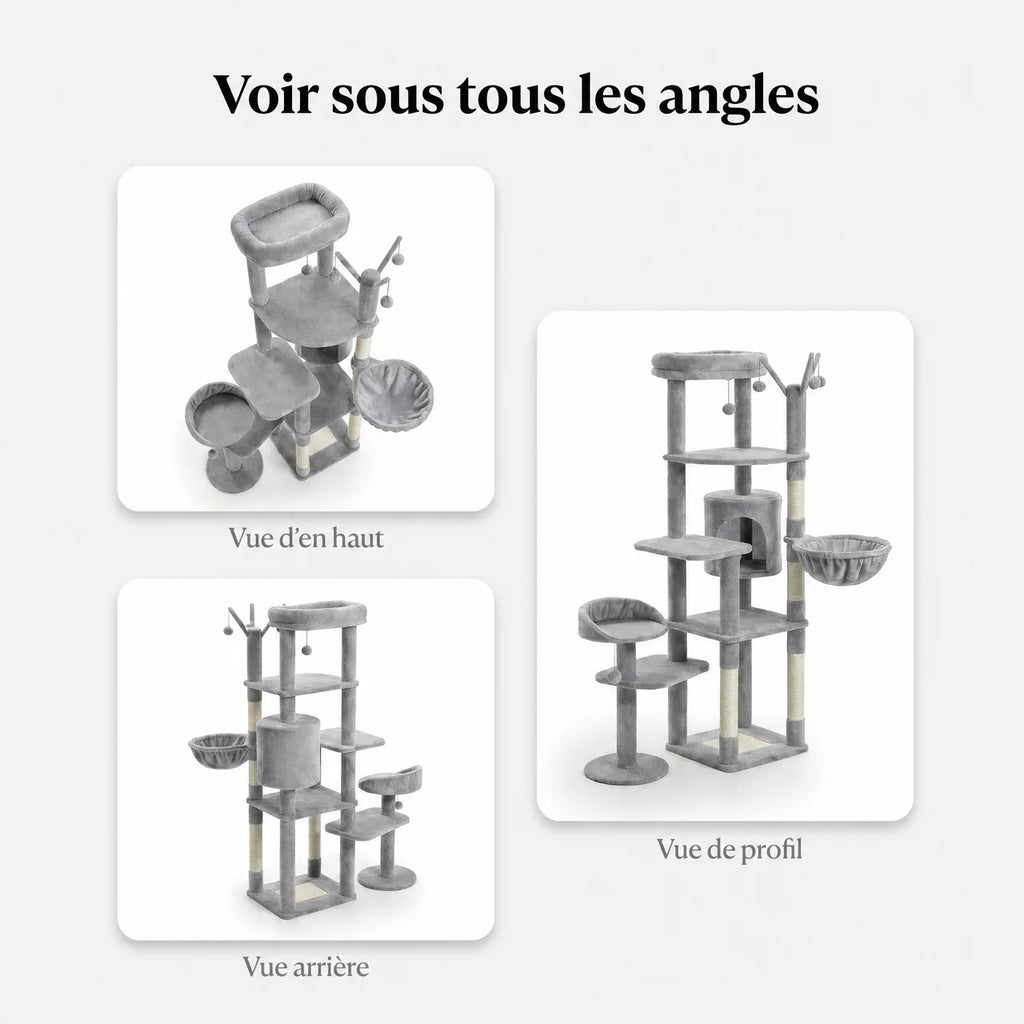 Arbre à Chat Modulaire avec Maison, Nids & Arbre à Jouets