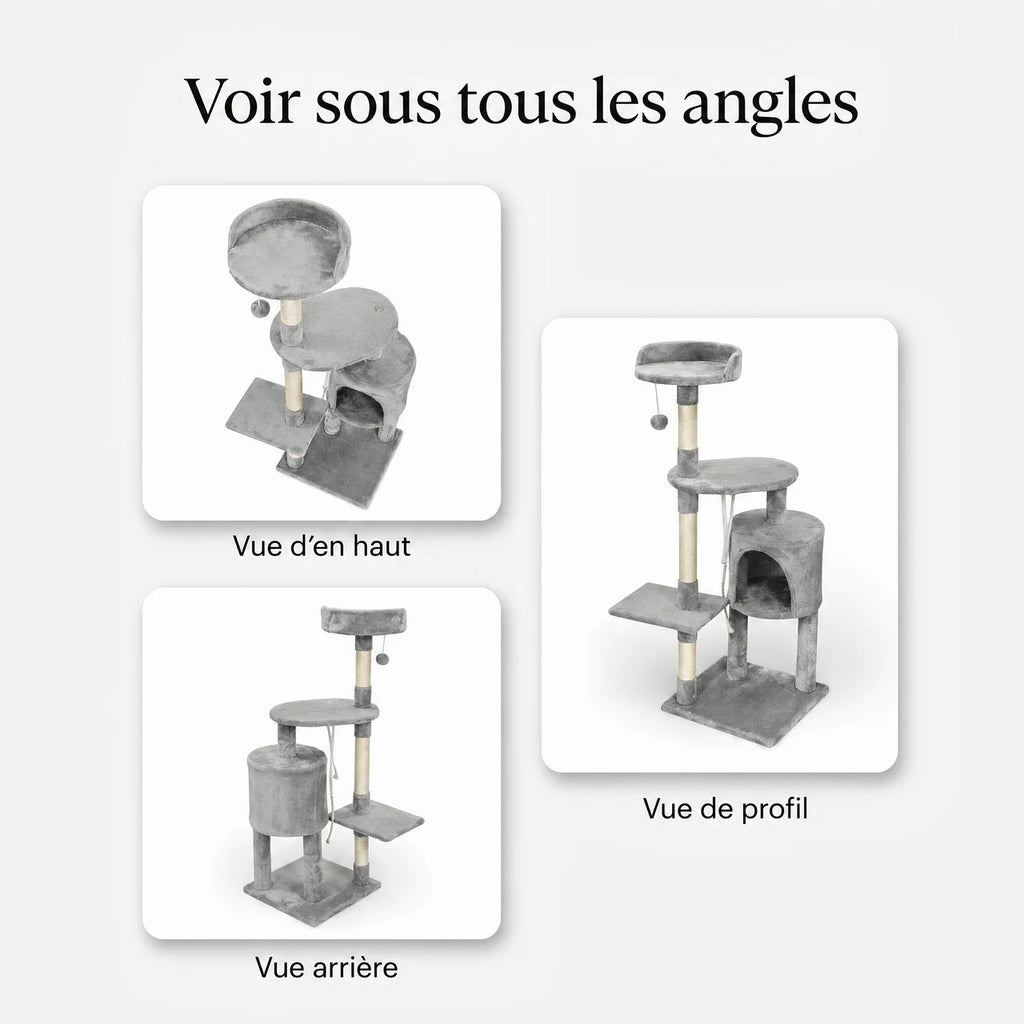 Arbre à Chat avec Maison Ronde, Plateformes & Griffoir Sisal