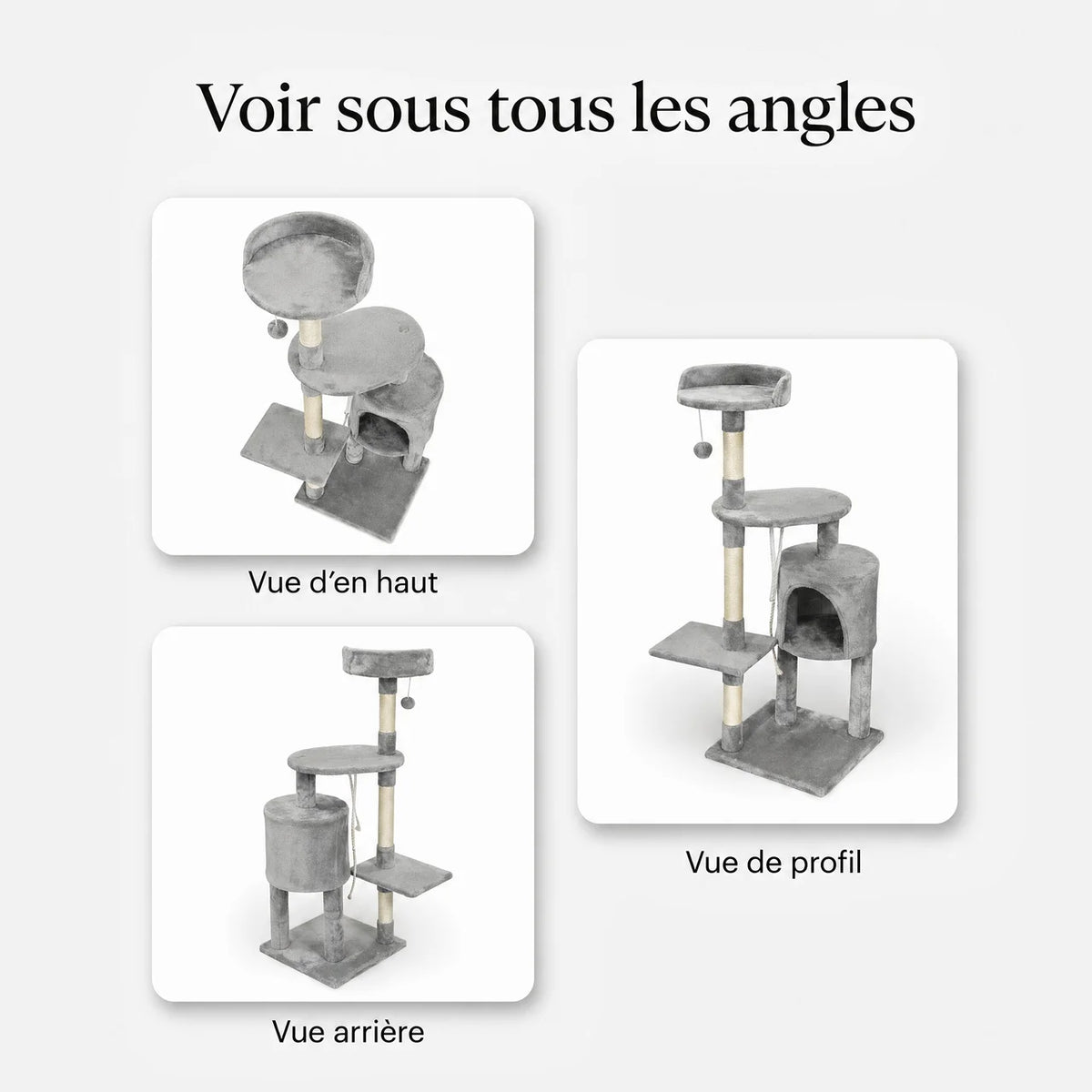 Arbre à Chat avec Maison Ronde, Plateformes & Griffoir Sisal