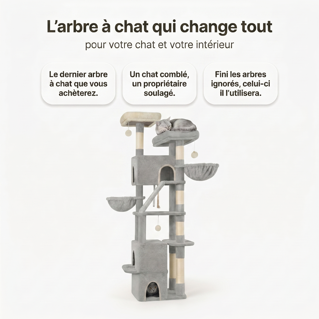 Arbre à Chat avec Double Maison, Nids & Rampe