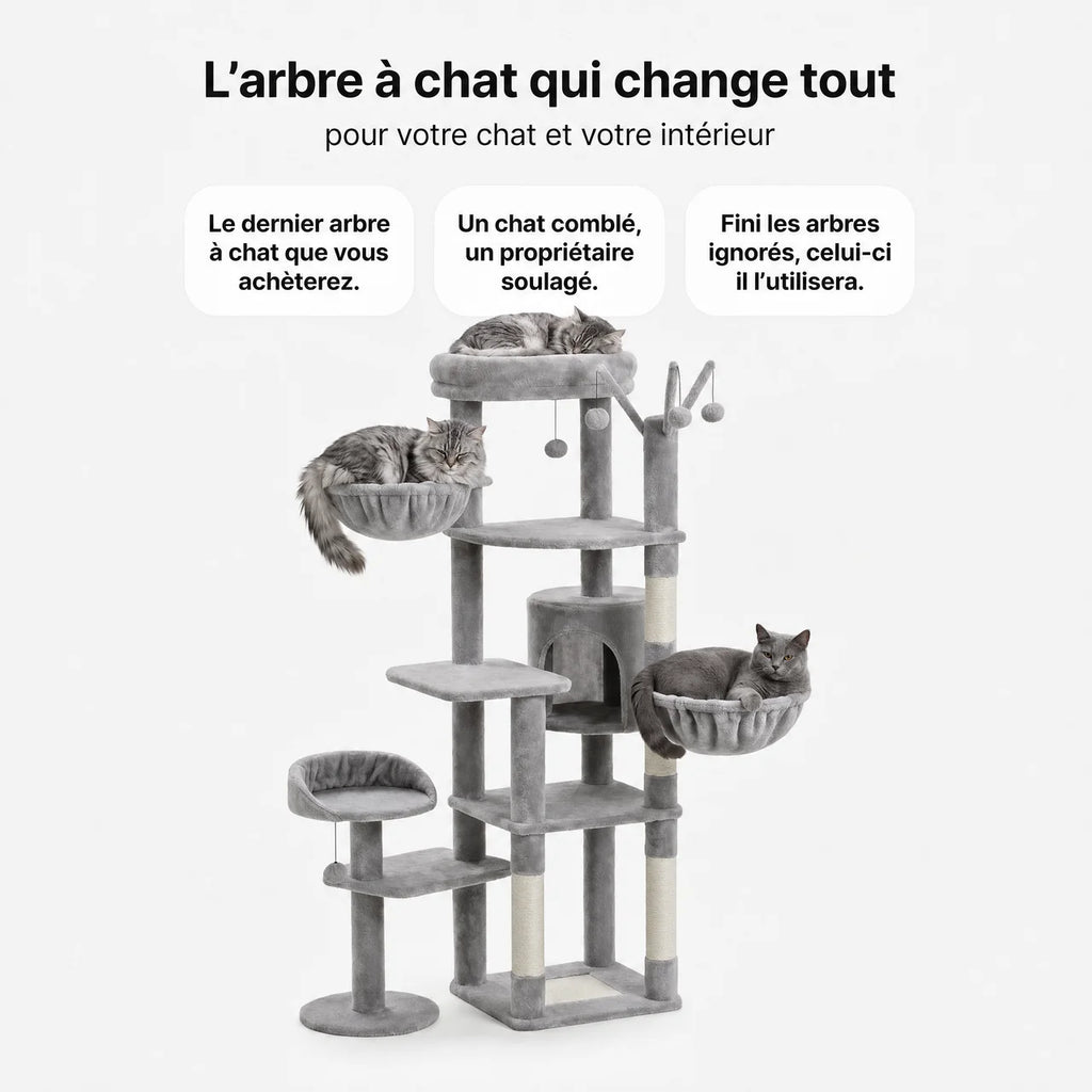 Arbre à Chat Modulaire avec Maison, Nids & Arbre à Jouets