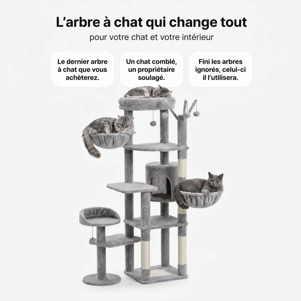 Arbre à Chat Modulaire avec Maison, Nids & Arbre à Jouets