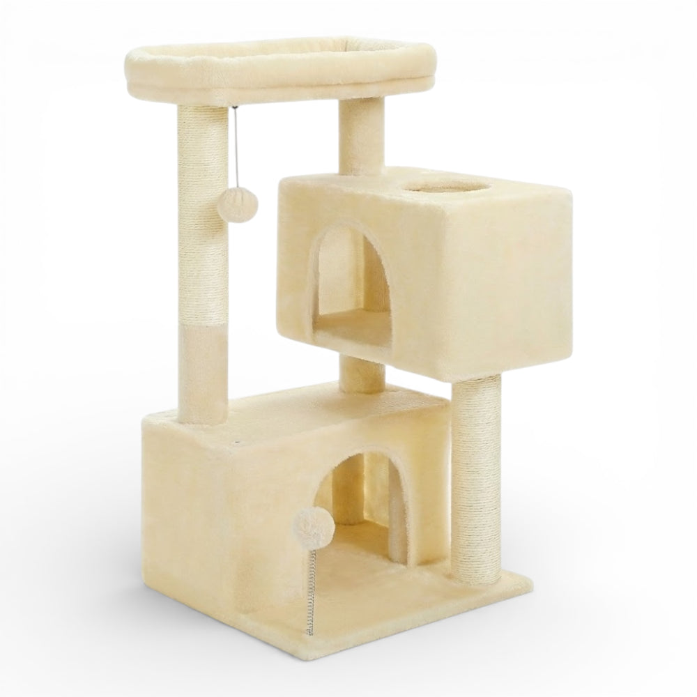 Arbre à Chat Compact avec Double Maison & Griffoirs Sisal