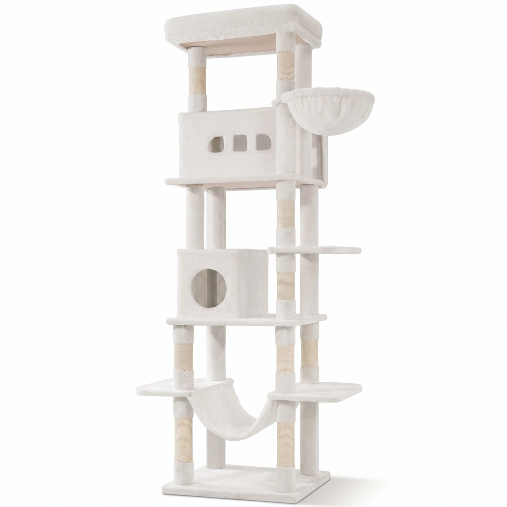 Arbre à Chat Hauteur avec Double Maison, Nids & Hamac
