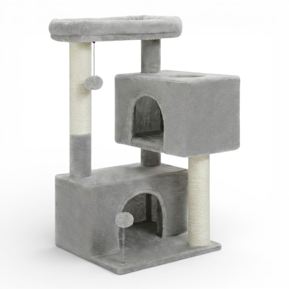 Arbre à Chat Compact avec Double Maison & Griffoirs Sisal