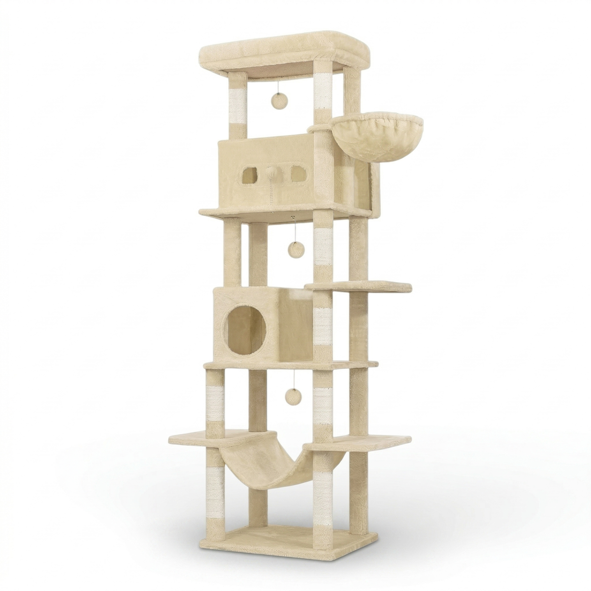 Arbre à Chat Hauteur avec Double Maison, Nids & Hamac