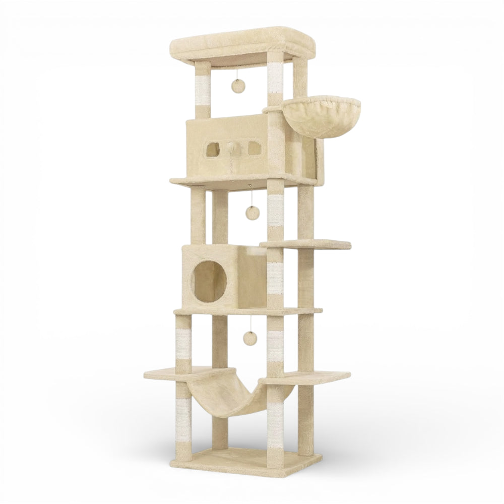 Grand arbre à chat avec double niche et corbeille (3)