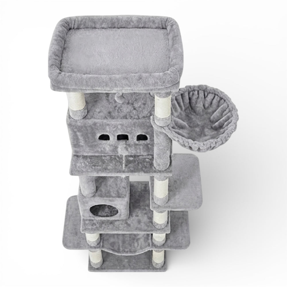 Grand arbre à chat avec double niche et corbeille (3)