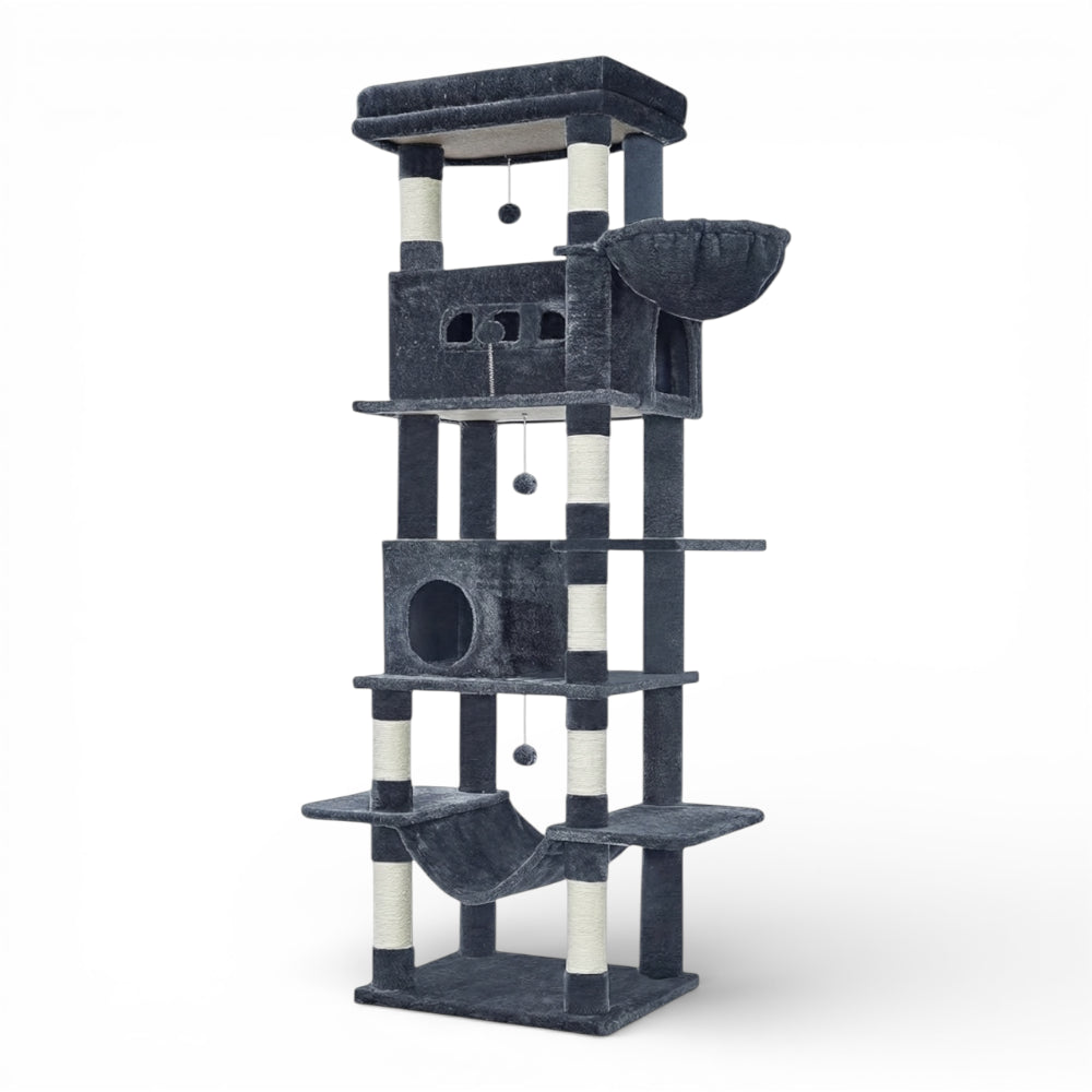 Grand arbre à chat avec double niche et corbeille (3)