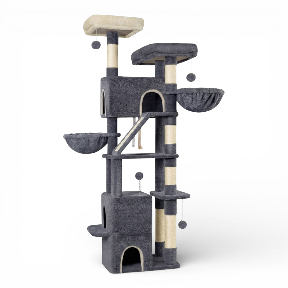 Grand arbre à chat double niche, double hamac et rampe (5)