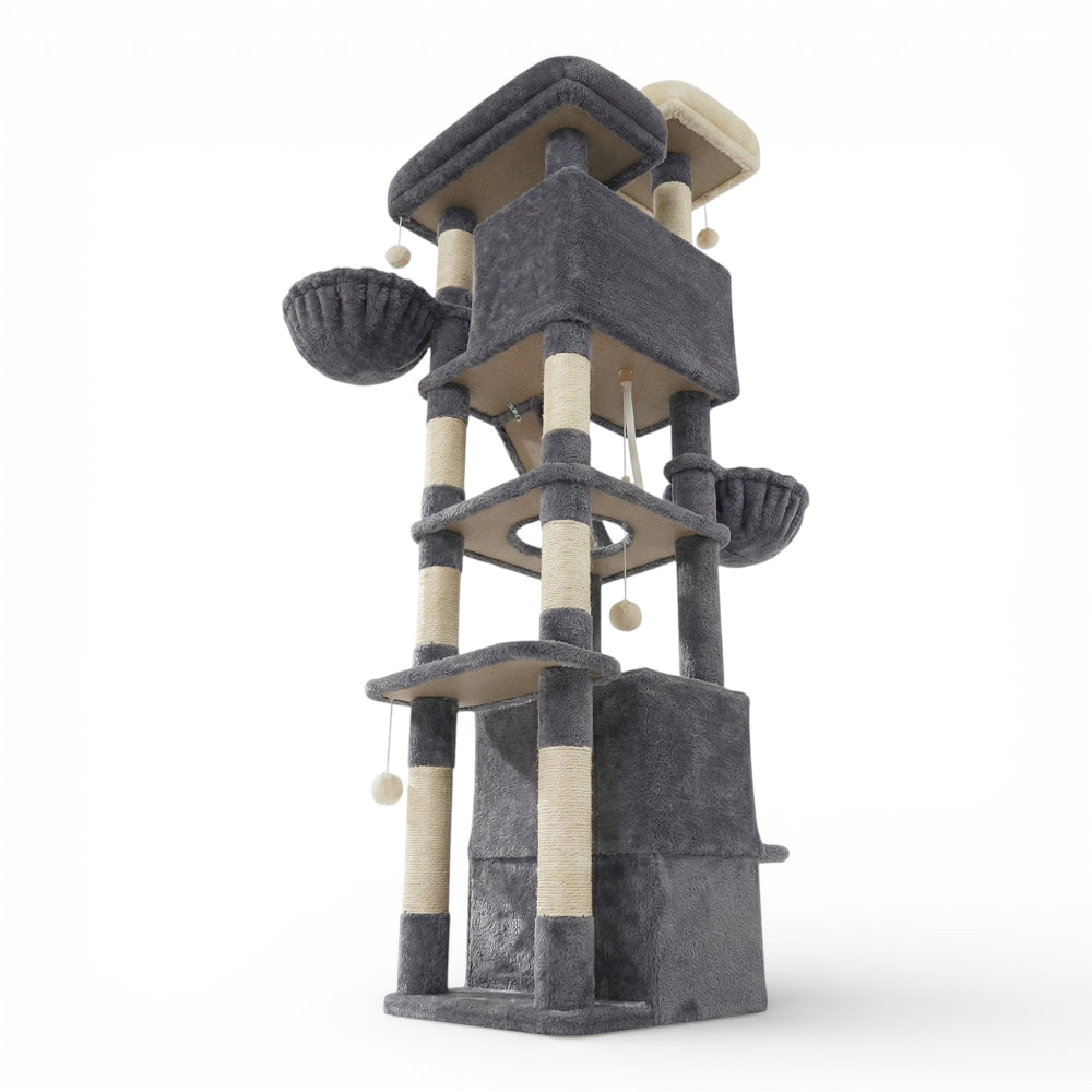 Grand arbre à chat double niche, double hamac et rampe (5)