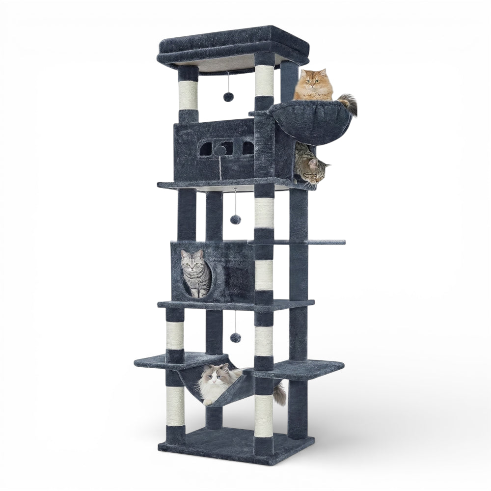 Grand arbre à chat avec double niche et corbeille (3)