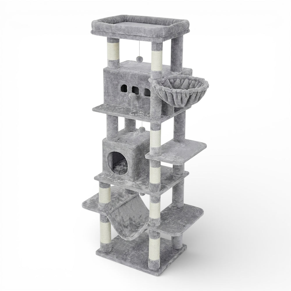 Grand arbre à chat avec double niche et corbeille (3)